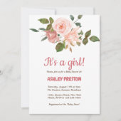 Blush Rose Wasserfarben BläsernBaby Dusche Einladung (Vorderseite)
