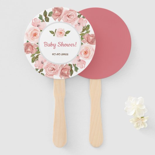 Blush Rose Wasserfarben BläsernBaby Dusche Fächer (Vorne und Hinten)