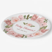 Blush Rose Wasserfarben BläsernBaby Dusche Pappteller (Schrägansicht)