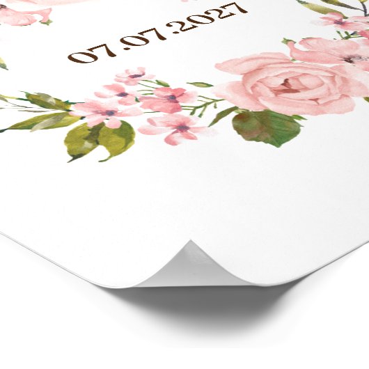 Blush Rose Wasserfarben BläsernBaby Dusche Poster (Ecke)