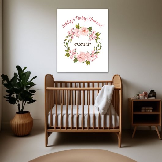 Blush Rose Wasserfarben BläsernBaby Dusche Poster