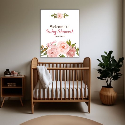 Blush Rose Wasserfarben BläsernBaby Dusche Poster