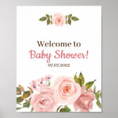 Blush Rose Wasserfarben BläsernBaby Dusche Poster (Vorne)