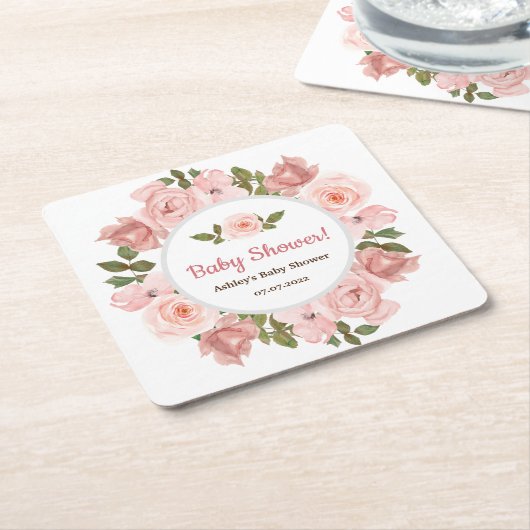 Blush Rose Wasserfarben BläsernBaby Dusche Rechteckiger Pappuntersetzer (angewinkelt)