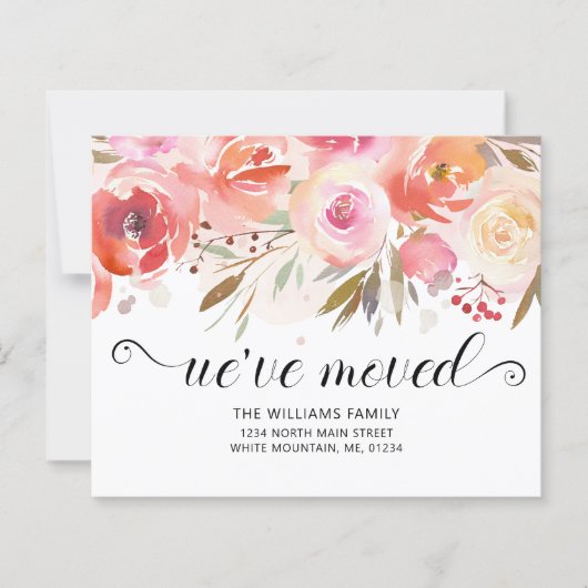 Blush-Rose Wasserfarbenflora-Moving-Card (Vorderseite)