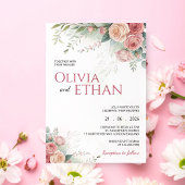 Blush Rose Watercolor Floral Wedding Invitation Einladung