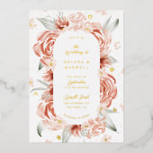 Blush Rose Wedding Gold Folieneinladung (Vorderseite)