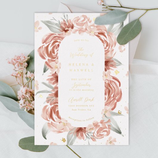 Blush Rose Wedding Gold Folieneinladung