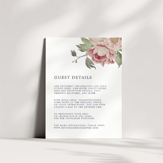 Blush Rose Wedding Guest Details Card Begleitkarte