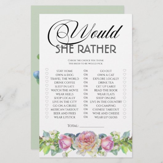 Blush Rose würde sie lieber Brautparty spielen (Vorne/Hinten)