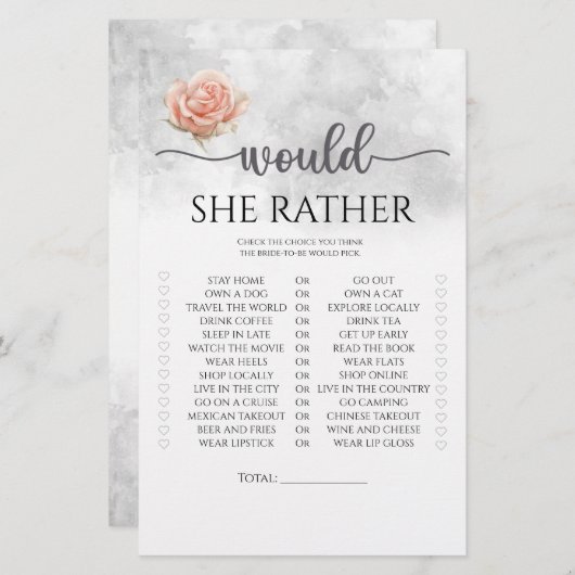 Blush Rose würde sie lieber Brautparty spielen (Vorne/Hinten)