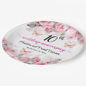 Blush-Rose zum 10. Geburtstag Pappteller (Schrägansicht)