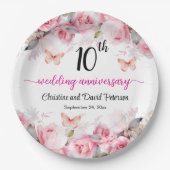 Blush-Rose zum 10. Geburtstag Pappteller (Vorderseite)