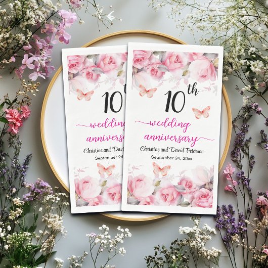 Blush-Rose zum 10. Geburtstag Serviette