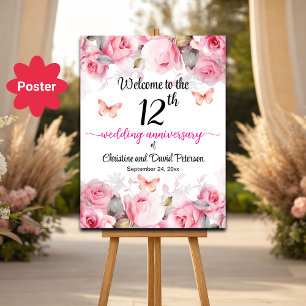 Blush Rose zum 12. Hochzeitstag Willkommen Poster
