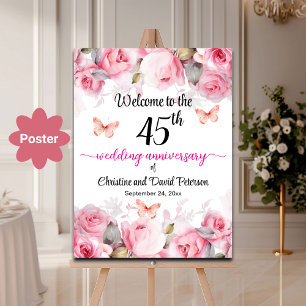 Blush Rose zum 45. Geburtstag der Hochzeit Willkom Poster