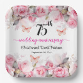 Blush-Rose zum 75. Hochzeitstag Pappteller (Vorderseite)