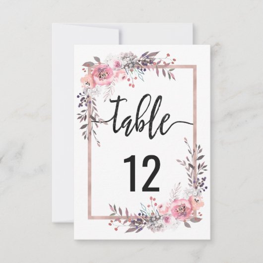 Blush & Roségold-Tischnummer-Sitzplan Einladung (Vorderseite)
