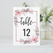 Blush & Roségold-Tischnummer-Sitzplan Einladung (Stehend Vorderseite)