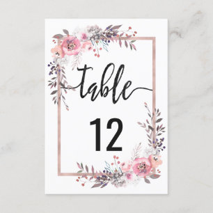 Blush & Roségold-Tischnummer-Sitzplan Einladung