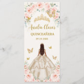 Blush Rosen Floral Champagner Dress Quinceñera Men Programm (Rückseite)