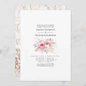 Blush & Rosen Gold Floral and Lace Probe Dinner Einladung (Vorne/Hinten)