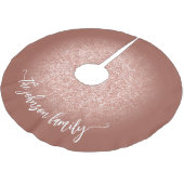 Blush Rosen Gold Glitzer Soft Terracotta Polyester Weihnachtsbaumdecke (Schrägansicht)