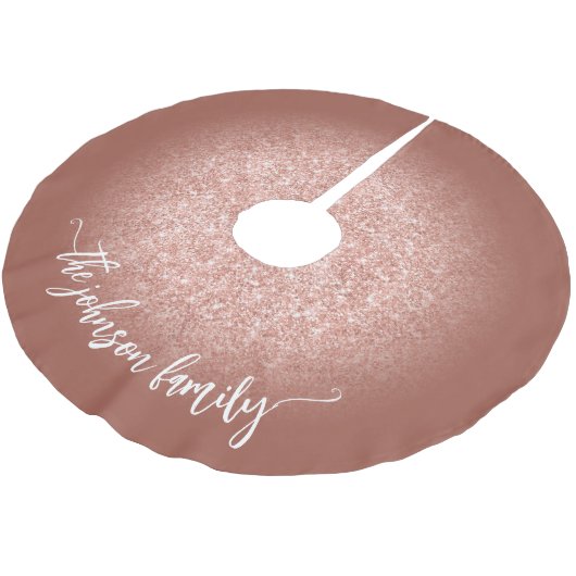 Blush Rosen Gold Glitzer Soft Terracotta Polyester Weihnachtsbaumdecke (Schrägansicht)