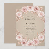Blush-Rosen-Hochzeit Einladung (Vorne/Hinten)