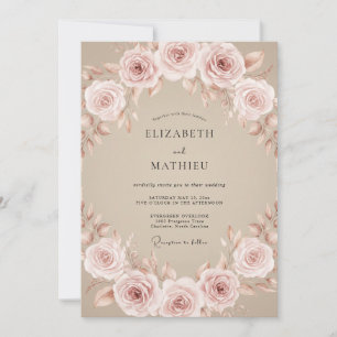 Blush-Rosen-Romanze-Hochzeit Einladung