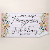 Blush Rosen Stripes Honeymoon Neurolywings Custom Strandtuch (Vorderseite)