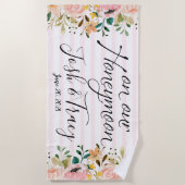 Blush Rosen Stripes Honeymoon Neurolywings Custom Strandtuch (Vorderseite)
