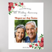 Blush Roses 55th Wedding Anniversary Photo Welcome Poster (Vorne)