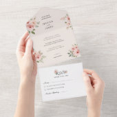 Blush Roses Editable Elegant Wedding  All In One Einladung (Abreißtisch)