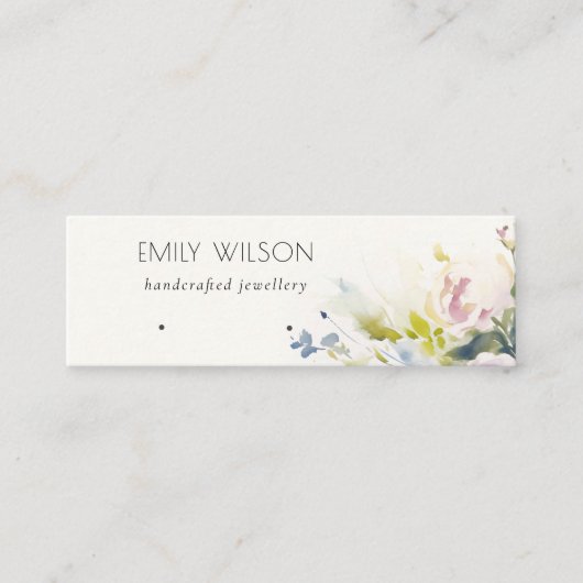 Blush Roses Floral Earring Hoop Loop Stud Display Mini Visitenkarte (Vorderseite)