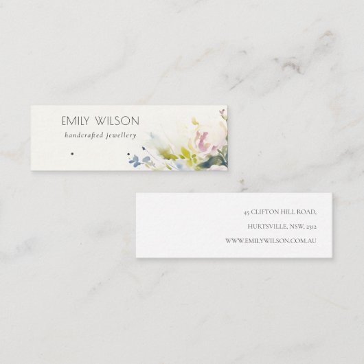 Blush Roses Floral Earring Hoop Loop Stud Display Mini Visitenkarte (Vorne/Hinten)