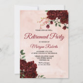 Blush Rote Rose Blumenruhestand Party laden Einladung (Vorderseite)