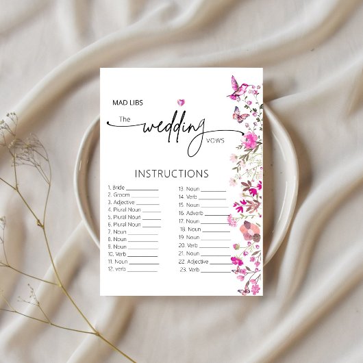 Blush Ruby Rose Wedding Vows Instructions Game
