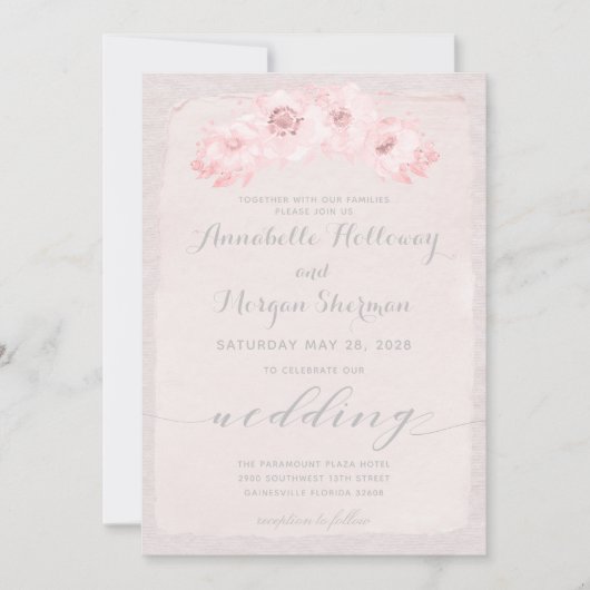 Blush Rustic Calligraphy Wedding Einladung (Vorderseite)