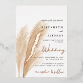 Blush Rustic Earthy Neutral Boho Pampas Wedding Folieneinladung (Vorderseite)