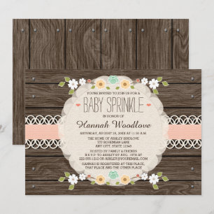 BLUSH RUSTIC FLORAL BOHO BABY SPRINKLE EINLADUNG
