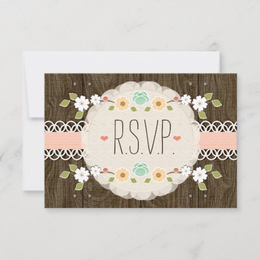 BLUSH RUSTIC FLORAL BOHO WEDD RSVP CARD KARTE (Vorderseite)