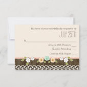 BLUSH RUSTIC FLORAL BOHO WEDD RSVP CARD KARTE (Rückseite)