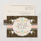 BLUSH RUSTIC FLORAL BOHO WEDD RSVP CARD KARTE (Vorne/Hinten)