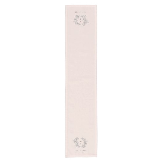 Blush Rustic Monogram ReceptionTable Runner Kurzer Tischläufer (Vorderseite)
