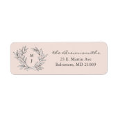 Blush Rustic Monogram Rücksendeadresse (Vorne)