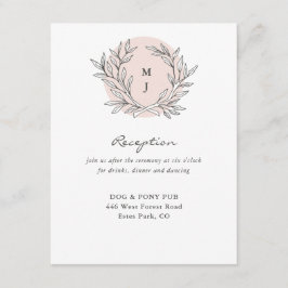 Blush Rustic Monogram Wedding Reception Begleitkarte