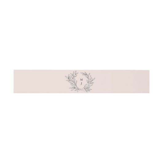 Blush Rustic Monogram Wreath Invasion Bauchband Einladungsbanderole (Flach)