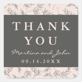 Blush Rustic Wreath Custom Vielen Dank Quadratischer Aufkleber