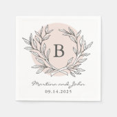 Blush Rustikaler Monogram-Papiercocktail Napkin Serviette (Vorderseite)